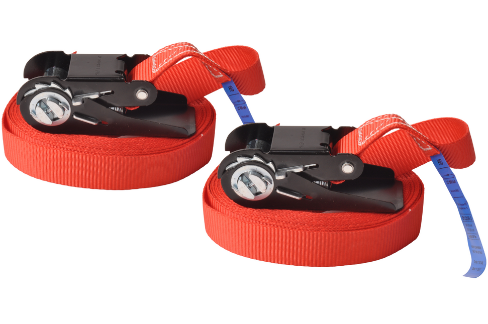 Cantonal Lot de 2 sangles d'arrimage - 500x2,5 cm - rouge - charge de rupture 750 kg