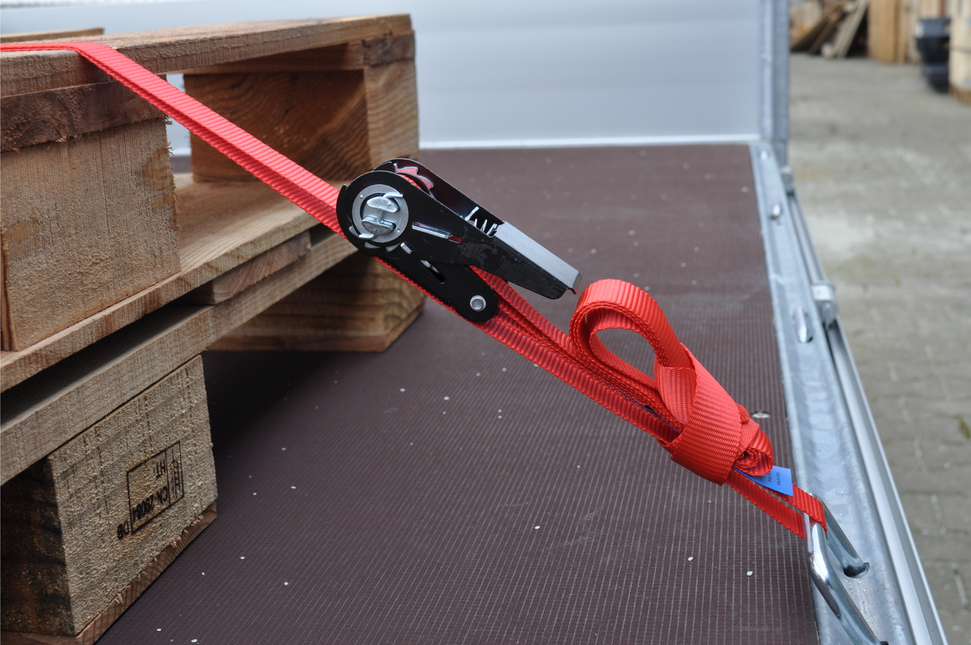 Cantonal Lot de 2 sangles d'arrimage - 500x2,5 cm - rouge - charge de rupture 750 kg