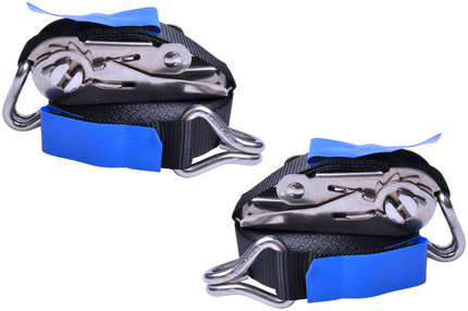 Cantonal Lot de 2 sangles d'arrimage - 570x2,5 cm - noir - charge de rupture 400 kg - avec crochet inox et cliquet