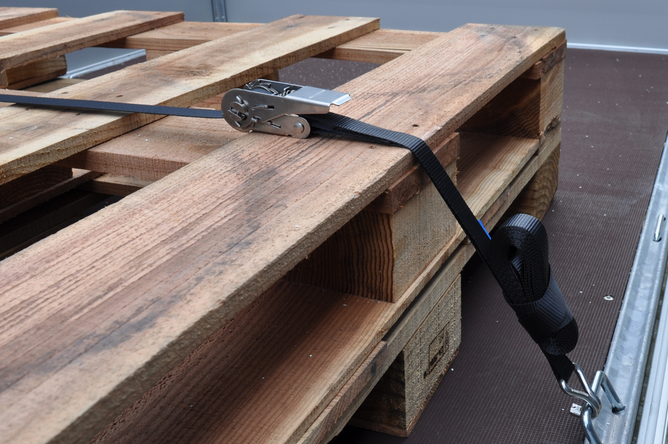 Cantonal Lot de 2 sangles d'arrimage - 570x2,5 cm - noir - charge de rupture 400 kg - avec crochet inox et cliquet