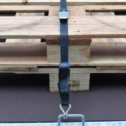 Cantonal Lot de 2 sangles d'arrimage - 570x2,5 cm - noir - charge de rupture 400 kg - avec crochet inox et cliquet