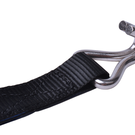 Cantonal Lot de 2 sangles d'arrimage - 570x2,5 cm - noir - charge de rupture 400 kg - avec crochet inox et cliquet