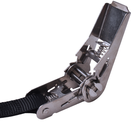 Cantonal Lot de 2 sangles d'arrimage - 570x2,5 cm - noir - charge de rupture 400 kg - avec crochet inox et cliquet