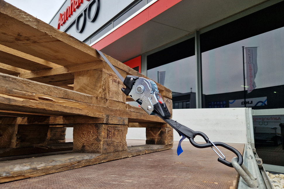 Cantonal Lot de 2 sangles d'arrimage automatique - 180x2,5 cm - charge de rupture 600 kg - avec crochets en S et clips de sécurité