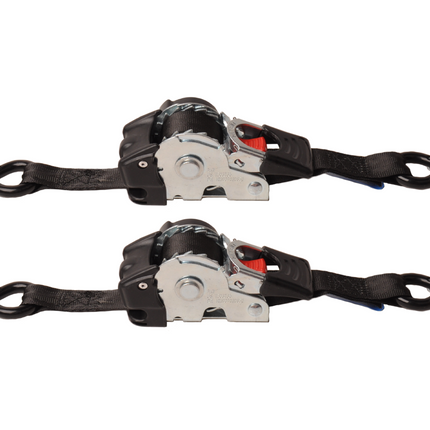 Cantonal Lot de 2 sangles d'arrimage automatique - 180x2,5 cm - charge de rupture 600 kg - avec crochets en S et clips de sécurité