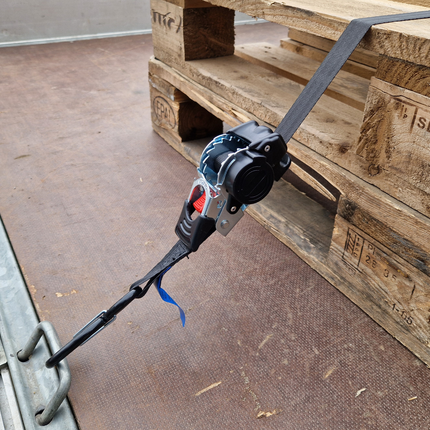 Cantonal Lot de 2 sangles d'arrimage automatique - 180x2,5 cm - charge de rupture 600 kg - avec crochets en S et clips de sécurité