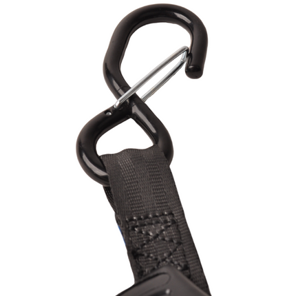 Cantonal Lot de 2 sangles d'arrimage automatique - 180x2,5 cm - charge de rupture 600 kg - avec crochets en S et clips de sécurité