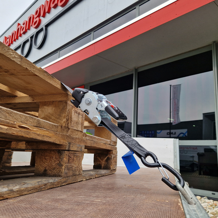 Cantonal Lot de 2 sangles d'arrimage automatique - 180x5 cm - charge de rupture 1500 kg - avec crochets en S et clips de sécurité