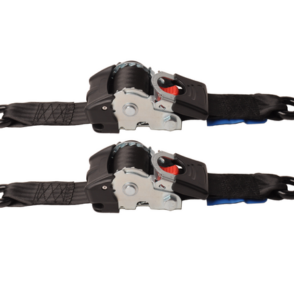 Cantonal Lot de 2 sangles d'arrimage automatique - 180x5 cm - charge de rupture 1500 kg - avec crochets en S et clips de sécurité