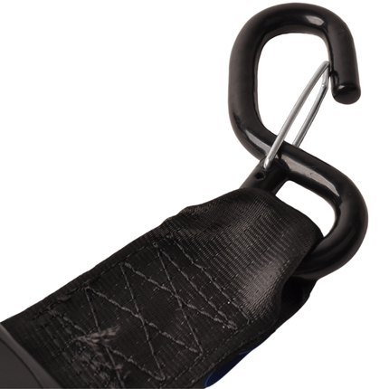 Cantonal Lot de 2 sangles d'arrimage automatique - 180x5 cm - charge de rupture 1500 kg - avec crochets en S et clips de sécurité