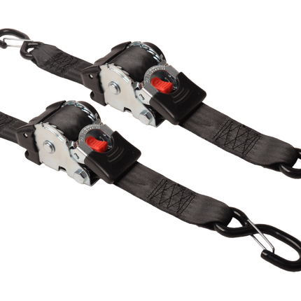 Cantonal Lot de 2 Sangles d'arrimage  automatique - 300x5 cm - charge de rupture 1500 kg - Avec crochets en S et clips de sécurité