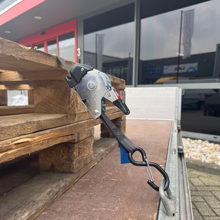 Cantonal Lot de 2 Sangles d'arrimage  automatique - 300x5 cm - charge de rupture 1500 kg - Avec crochets en S et clips de sécurité