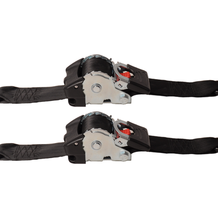 Cantonal Lot de 2 Sangles d'arrimage  automatique - 300x5 cm - charge de rupture 1500 kg - Avec crochets en S et clips de sécurité