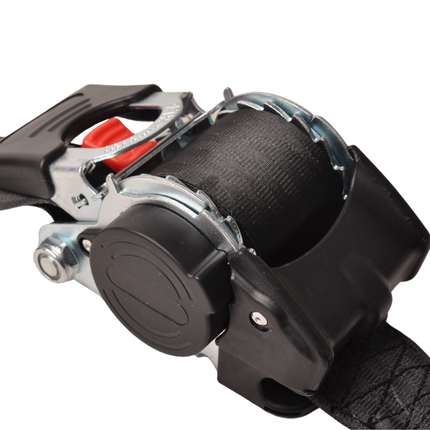 Cantonal Lot de 2 Sangles d'arrimage  automatique - 300x5 cm - charge de rupture 1500 kg - Avec crochets en S et clips de sécurité