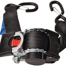 Cantonal Lot de 2 Sangles d'arrimage  automatique - 300x5 cm - charge de rupture 1500 kg - Avec crochets en S et clips de sécurité