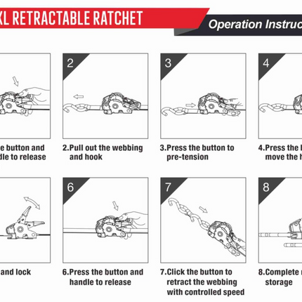 Cantonal Lot de 2 Sangles d'arrimage  automatique - 300x5 cm - charge de rupture 1500 kg - Avec crochets en S et clips de sécurité