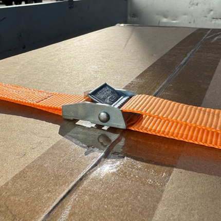 Cantonal Lot de 4 sangles d'arrimage - 195x2,5 cm - orange - charge de rupture 250 kg - 2 parties