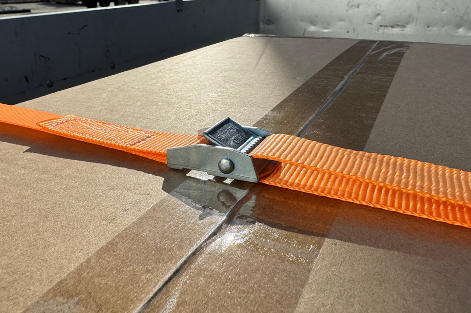 Cantonal Lot de 4 sangles d'arrimage - 195x2,5 cm - orange - charge de rupture 250 kg - 2 parties