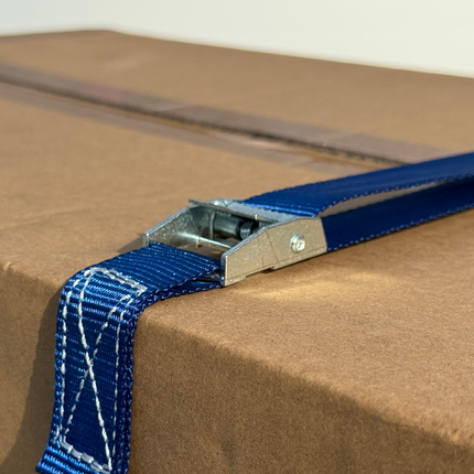 Cantonal Lot de 4 sangles d'arrimage - 300x2,5 cm - bleu - charge de rupture 250 kg