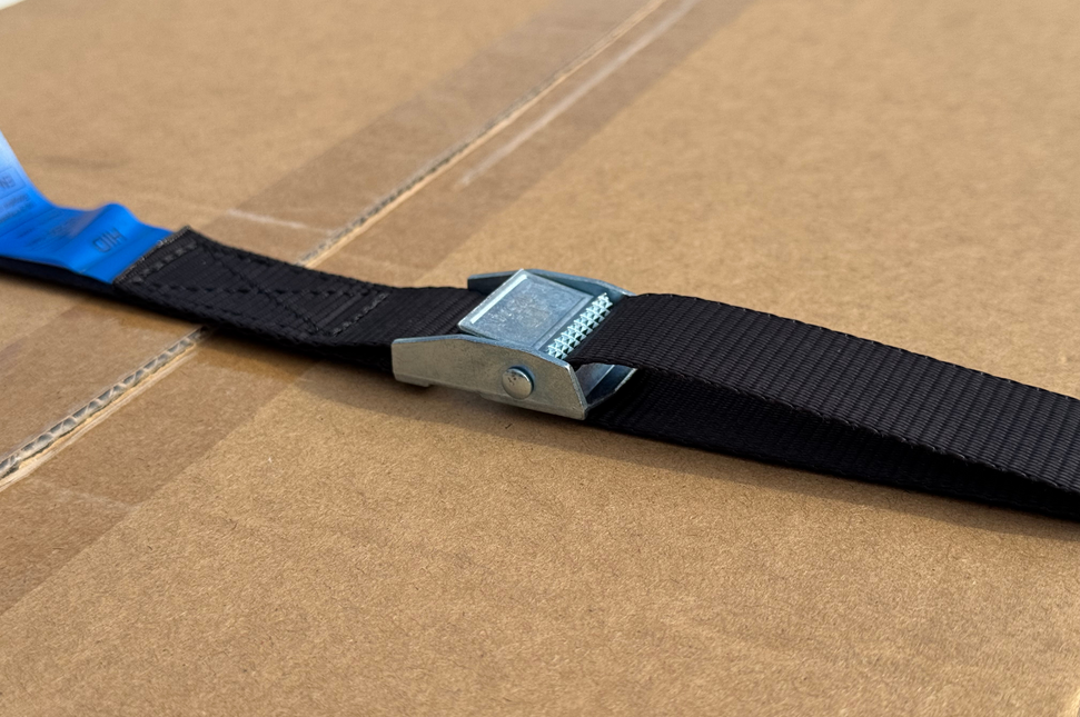 Cantonal Lot de 4 sangles d'arrimage - 300x2,5 cm - noir - charge de rupture 250 kg