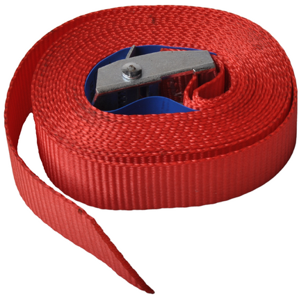 Cantonal Lot de 4 sangles d'arrimage - 300x2,5 cm - rouge - charge de rupture 250 kg