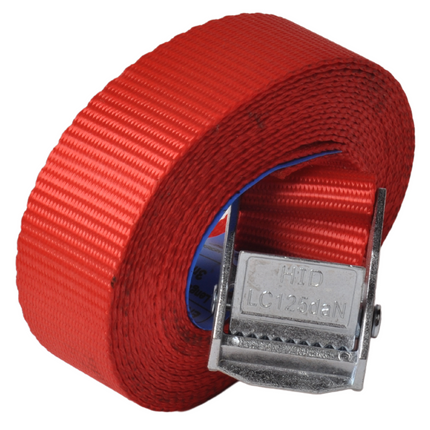 Cantonal Lot de 4 sangles d'arrimage - 300x2,5 cm - rouge - charge de rupture 250 kg