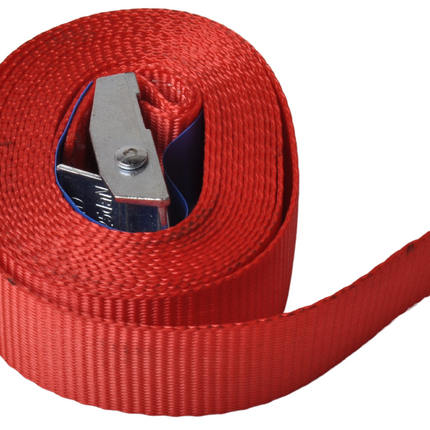 Cantonal Lot de 4 sangles d'arrimage - 300x2,5 cm - rouge - charge de rupture 250 kg