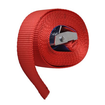 Cantonal Lot de 4 sangles d'arrimage - 300x2,5 cm - rouge - charge de rupture 250 kg