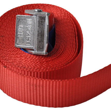 Cantonal Lot de 4 sangles d'arrimage - 300x2,5 cm - rouge - charge de rupture 250 kg