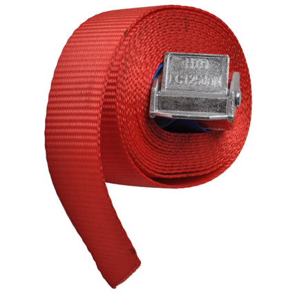 Cantonal Lot de 4 sangles d'arrimage - 300x2,5 cm - rouge - charge de rupture 250 kg