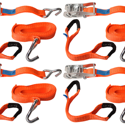 Cantonal Lot de 4 sangles d'arrimage - 330x3,6 cm - charge de rupture 3000 kg- pour remorque porte-voiture