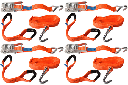 Cantonal Lot de 4 sangles d'arrimage - 330x3,6 cm - charge de rupture 3000 kg- pour remorque porte-voiture