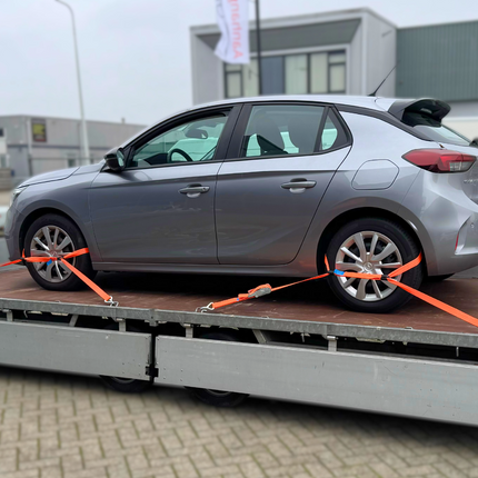 Cantonal Lot de 4 sangles d'arrimage - 330x3,6 cm - charge de rupture 3000 kg- pour remorque porte-voiture