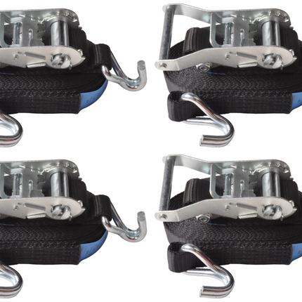 Cantonal Lot de 4 Sangles d'arrimage - 600x3,5 cm - noir - charge de rupture 3000 kg