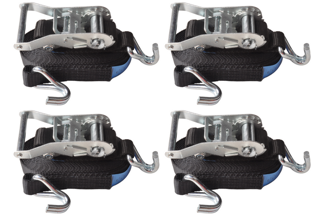 Cantonal Lot de 4 Sangles d'arrimage - 600x3,5 cm - noir - charge de rupture 3000 kg