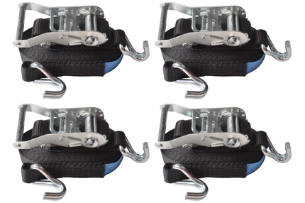 Cantonal Lot de 4 Sangles d'arrimage - 600x3,5 cm - noir - charge de rupture 3000 kg