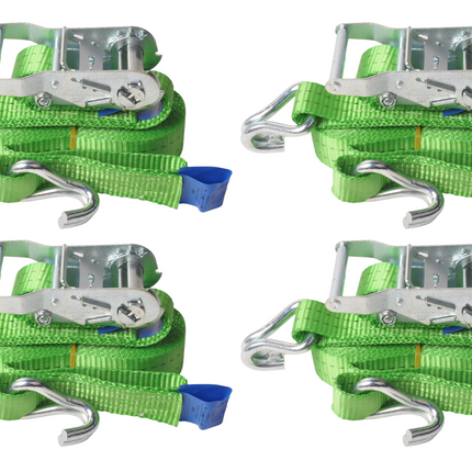 Cantonal Lot de 4 sangles d'arrimage - 600x3,5 cm - vert - charge de rupture 2000 kg