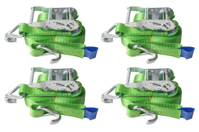 Cantonal Lot de 4 sangles d'arrimage - 600x3,5 cm - vert - charge de rupture 2000 kg