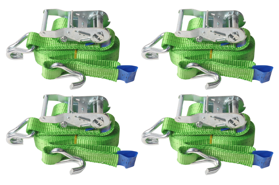 Cantonal Lot de 4 sangles d'arrimage - 600x3,5 cm - vert - charge de rupture 2000 kg