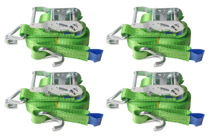 Cantonal Lot de 4 sangles d'arrimage - 600x3,5 cm - vert - charge de rupture 2000 kg