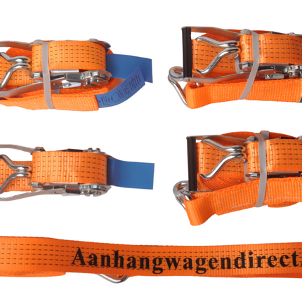 Cantonal Lot de 4 Sangles d'arrimage - 800x5 cm - orange - charge de rupture 5000 kg