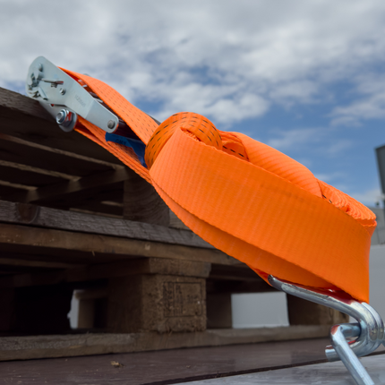 Cantonal Lot de 4 Sangles d'arrimage - 800x5 cm - orange - charge de rupture 5000 kg