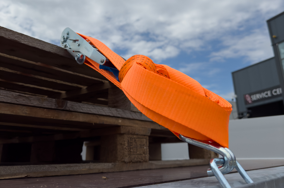 Cantonal Lot de 4 Sangles d'arrimage - 800x5 cm - orange - charge de rupture 5000 kg