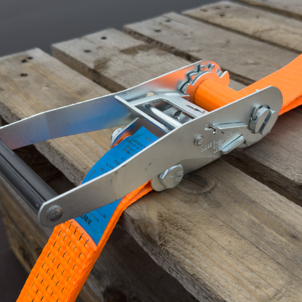 Cantonal Lot de 4 Sangles d'arrimage - 800x5 cm - orange - charge de rupture 5000 kg