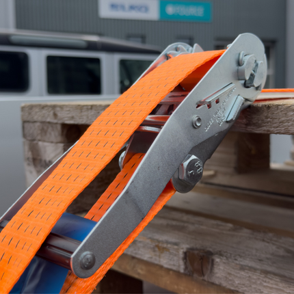 Cantonal Lot de 4 Sangles d'arrimage - 800x5 cm - orange - charge de rupture 5000 kg