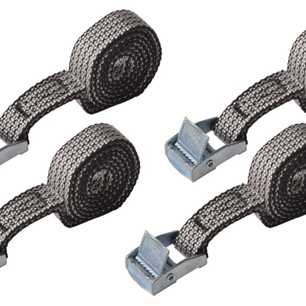 Cantonal Lot de 4 sangles d'arrimage - 80x1,6 cm - gris - charge de rupture 150 kg