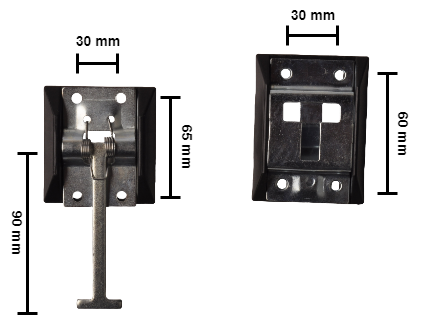 Cantonal Maintien de la porte : pièce en T + attache en acier inoxydable