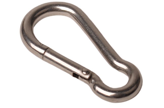 Cantonal Mousqueton en acier inoxydable 50x5 mm - diamètre de l'œillet 8 mm