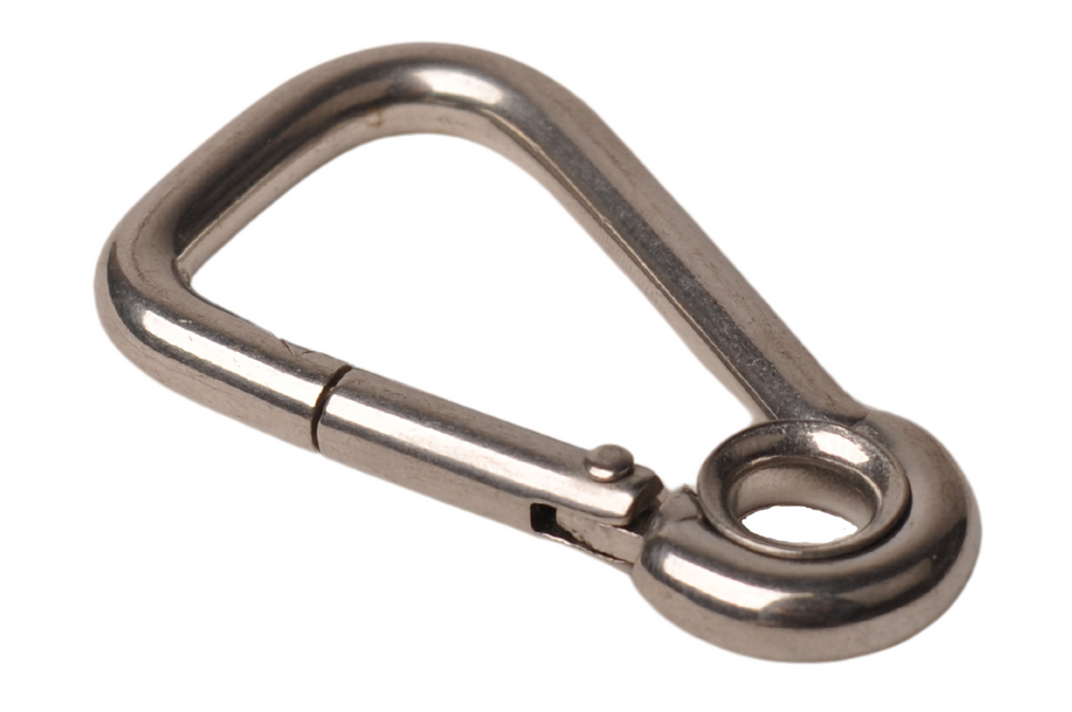 Cantonal Mousqueton en acier inoxydable 60x6 mm - diamètre de l'œillet 7 mm