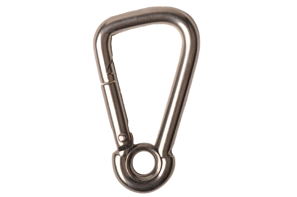 Cantonal Mousqueton en acier inoxydable 60x6 mm - diamètre de l'œillet 7 mm